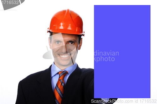 Image of businessman with board