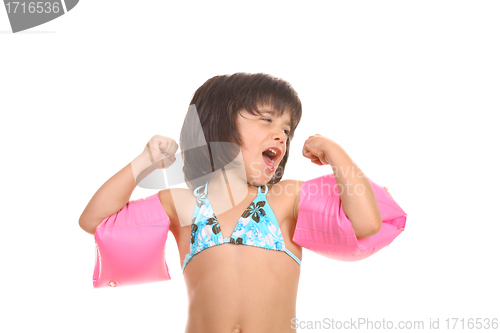 Image of beautiful girl in bikini, child studio photo