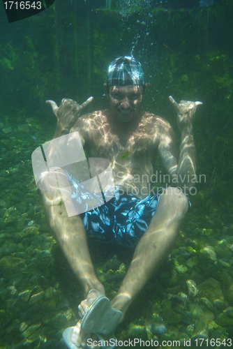 Image of man underwater in the pool