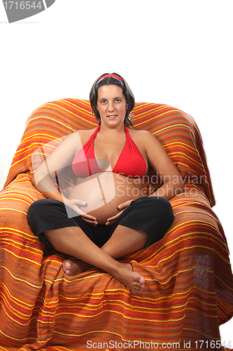 Image of beautiful pregnant woman expecting a boy