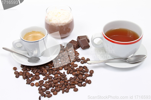 Image of coffe,tea and choco cream