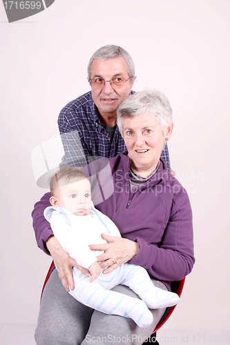 Image of grandfather, grandmother with baby grandson