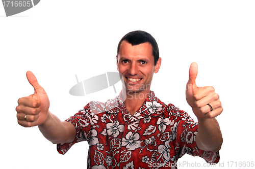 Image of tourist man over white background looking