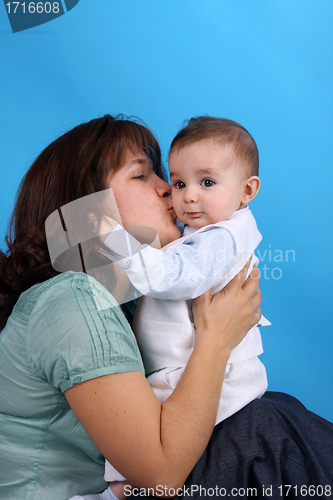 Image of Portrait of a beautiful happy mother with beautiful baby