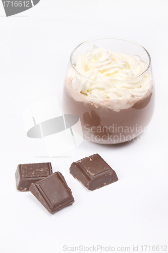 Image of Chocolate drink with cream in small Glass