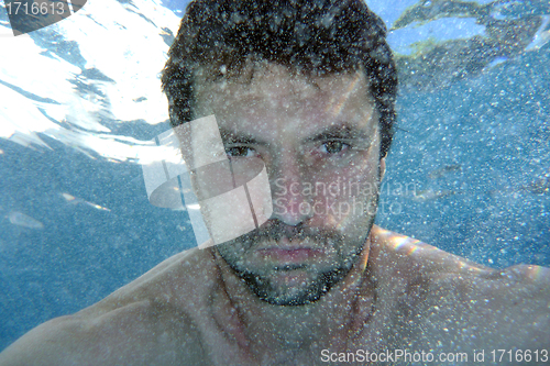 Image of man underwater in the pool