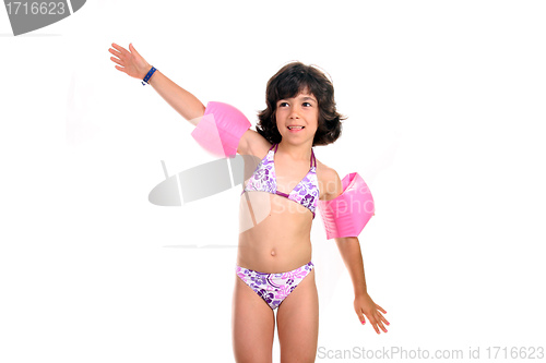 Image of beautiful girl in bikini, child studio photo