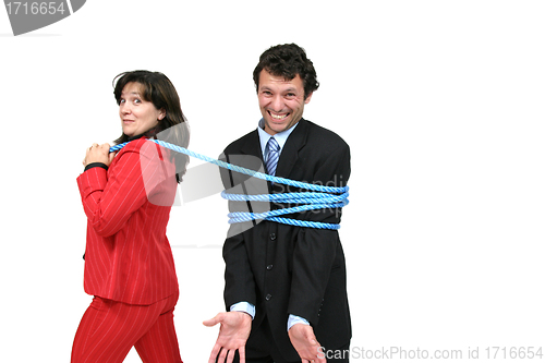 Image of businesswoman boss with rope