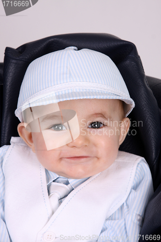 Image of Portrait of a happy baby boy, studio photo