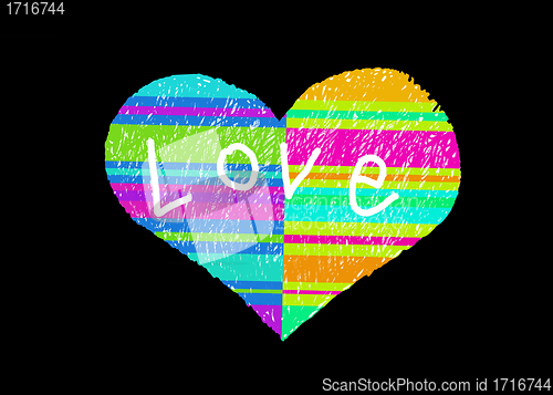 Image of Abstract multicolor striped love symbol 