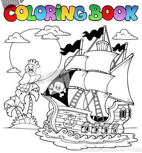 Image of Coloring book with pirate ship 2