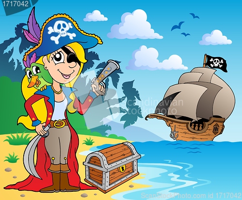 Image of Pirate girl on coast 2