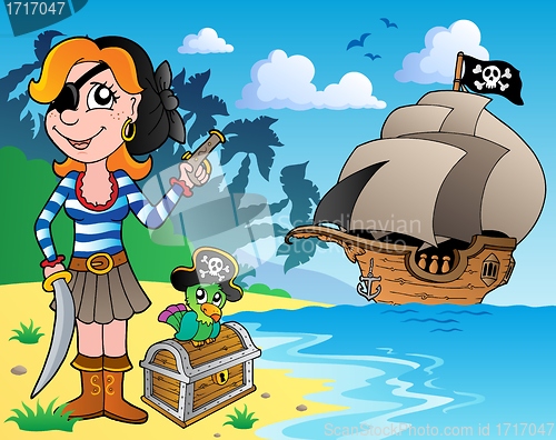 Image of Pirate girl on coast 1
