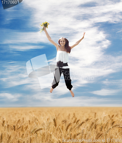 Image of Flying Young Summer Woman