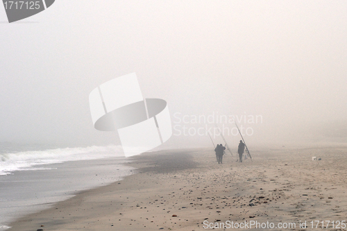 Image of Anglers on Beach in Fog