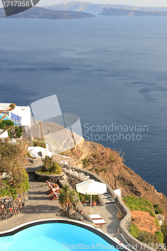 Image of Santorini village terasse by the sea