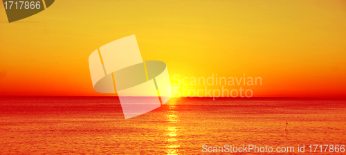 Image of Beautiful red sunset over the sea