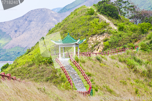 Image of Hiking trail and pavilion in mountains