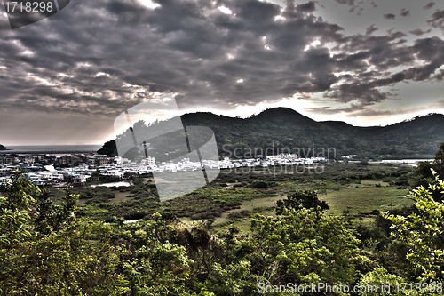 Image of Tai O Fishing Village in Hong Kong from hilltop, HDR image.