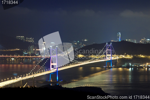 Image of Hong Kong modern flyover bridges at night