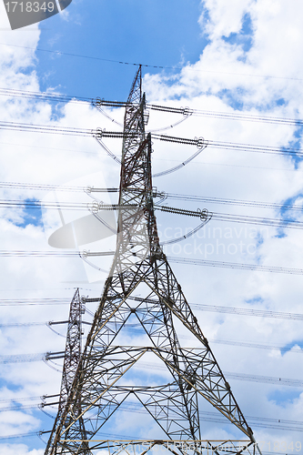 Image of Transmission tower at blue sky