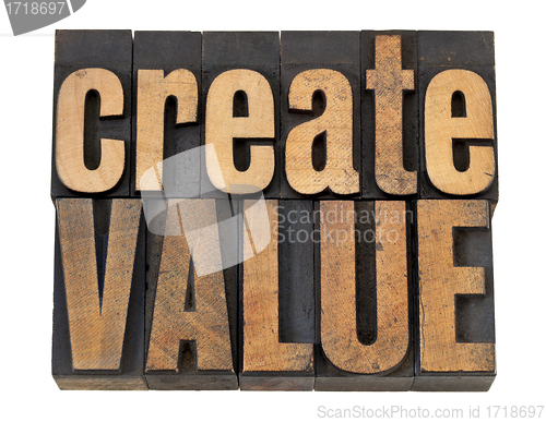 Image of create value text in wood type