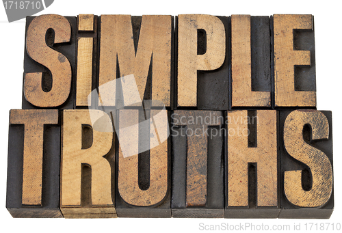 Image of simple truth text in wood type