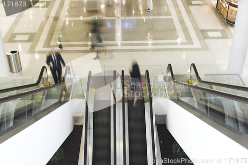 Image of people taking escalator