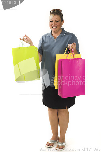 Image of woman with shopping bags posing