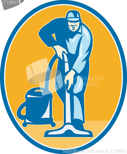 Image of Cleaner Janitor Worker Vacuum Cleaning