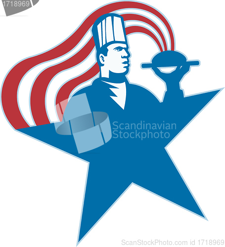 Image of Chef Cook Baker Serving Hot Food Stars Stripes