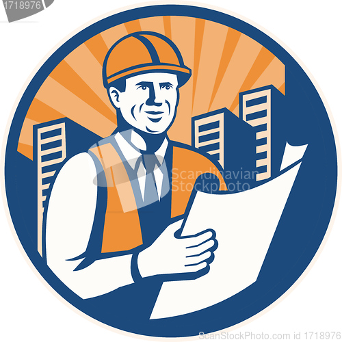 Image of Construction Engineer Architect Foreman Retro