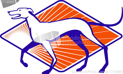 Image of Greyhound Dog Walking Side Retro