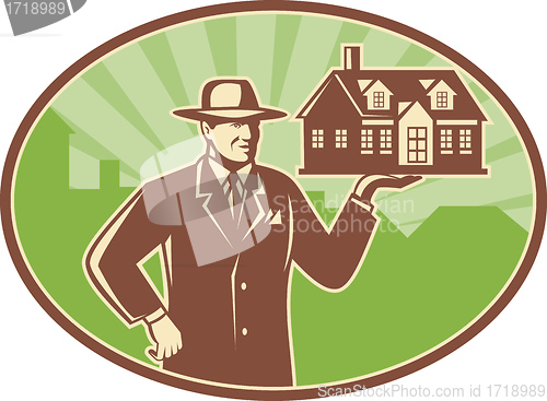 Image of Realtor Real Estate Salesman House Retro