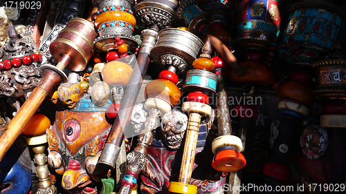 Image of Tibetan prayer wheels