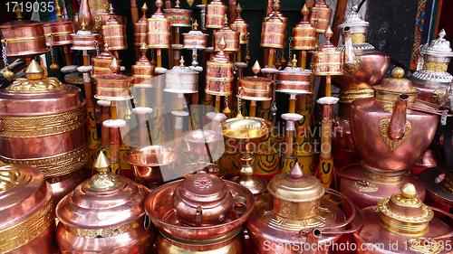 Image of Tibetan prayer wheels