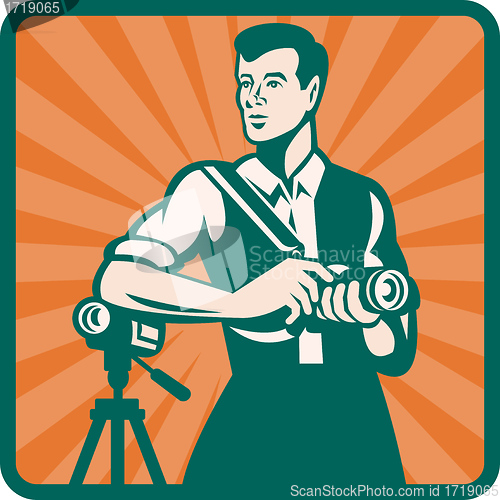 Image of Photographer With DSLR Camera and Video Retro