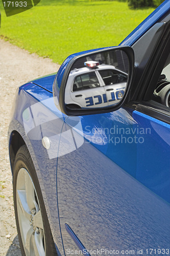Image of mirror blue car