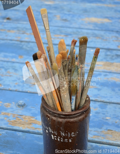 Image of Paintbrushes in a jar