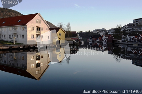 Image of Houses reflected in water