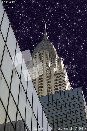 Image of Starry Night above New York City Skyscrapers
