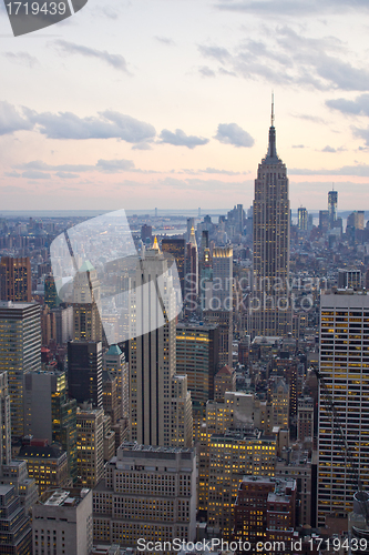 Image of New York City Skyscrapers at Sunset