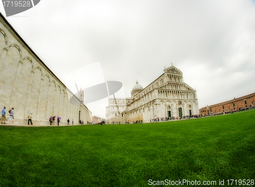 Image of Cathedral, Baptistery and Tower of Pisa in Miracle square