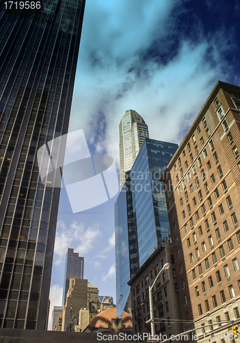 Image of Upward view of New York City Skyscrapers