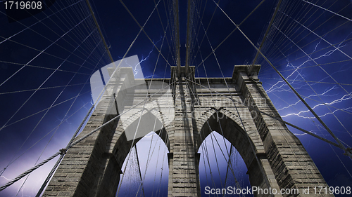 Image of Storm approaching New York and Brooklyn Bridge