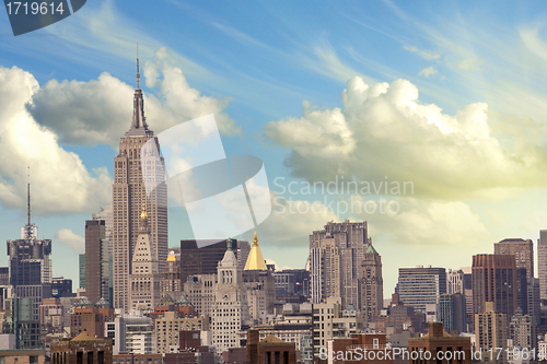 Image of Cloudy Sky above New York City Skyscrapers