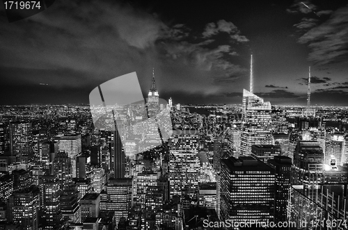 Image of Black and White Night Lights of New York City