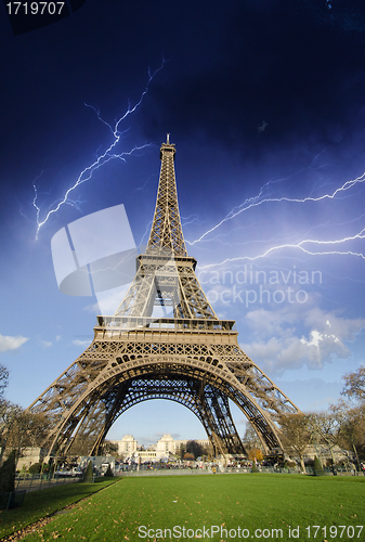 Image of Stormy Weather over Eiffel Tower