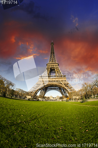 Image of Colors of Eiffel Tower in Paris