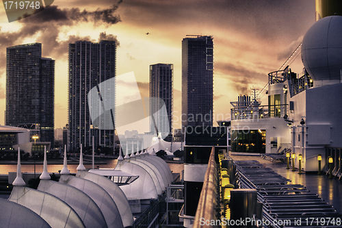 Image of Miami Skyline at Sunset, Florida